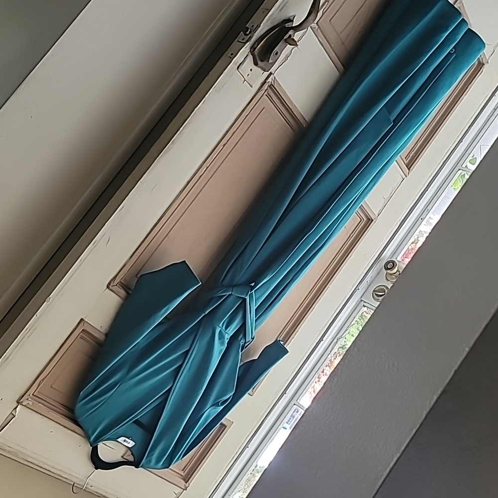 Elegant Teal Wrap Dress - Picture 3 of 6